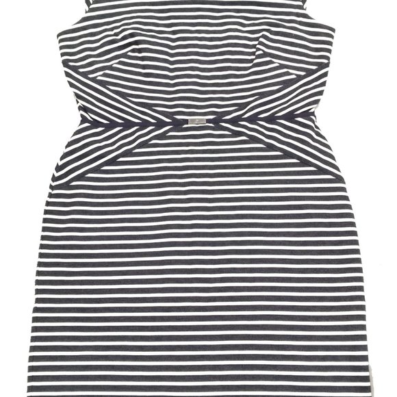 Ann Taylor Women’s Navy Blue White Stripe Summer Shirt Dress Size 14 - Picture 1 of 12